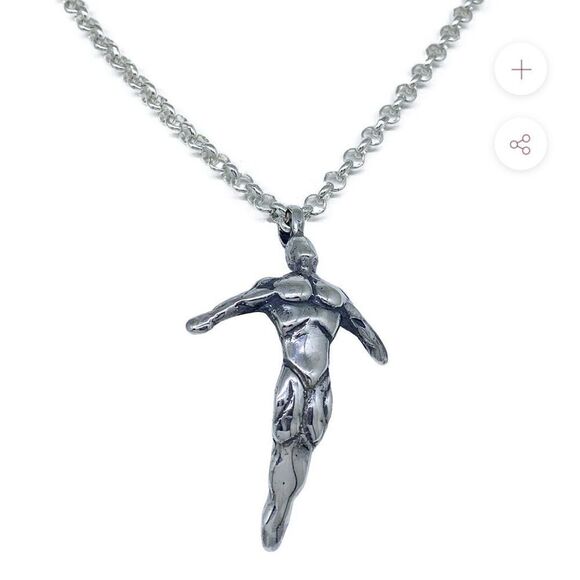 TRIBAL SON GOTHIc pearl beaded NECKLACE FREEDOM SPIRIT man flying charm combo